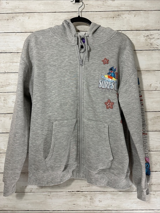 Disney Tops - Disney Lilo & Stitch "Surf's Up Hawaii" Full Zip Graphic Hoodie Gray Large 12-14